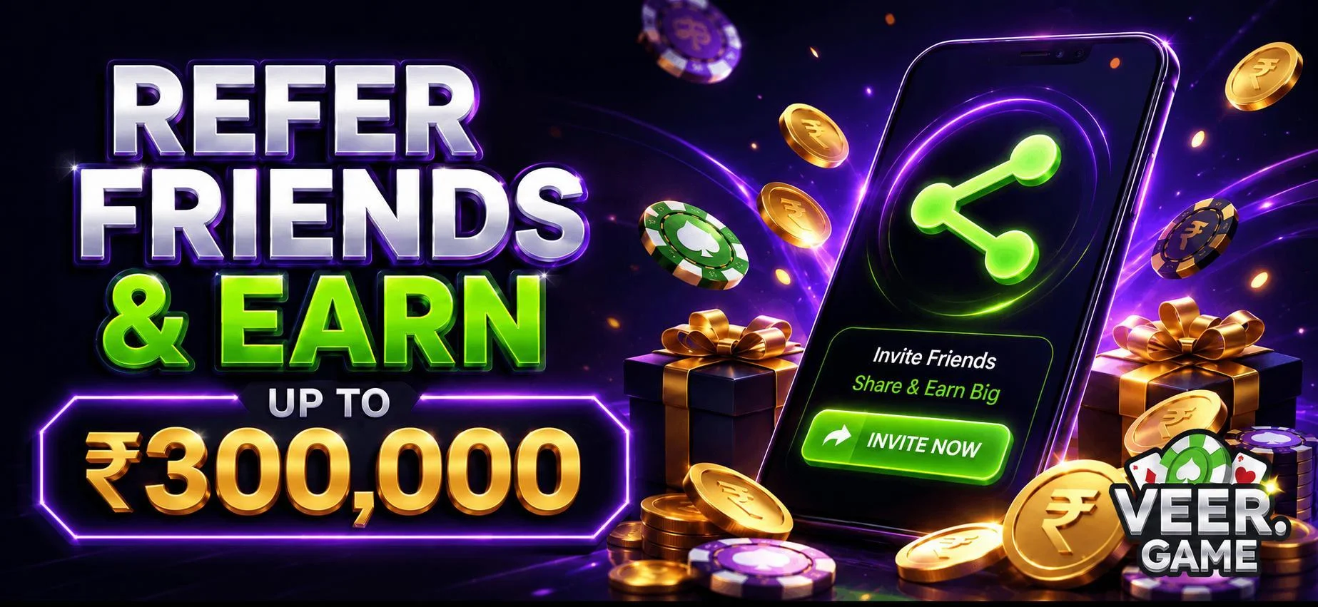 Refer Friends & Earn Rs. 300,000 on Veer Game